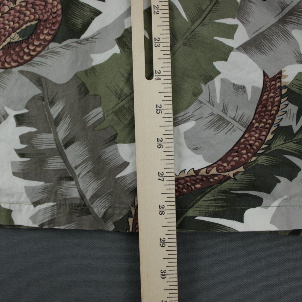 Bullhead Vintage Hawaiian Shirt Mens L Green Brown Cotton Short Sleeve Dragons - Picture 6 of 6